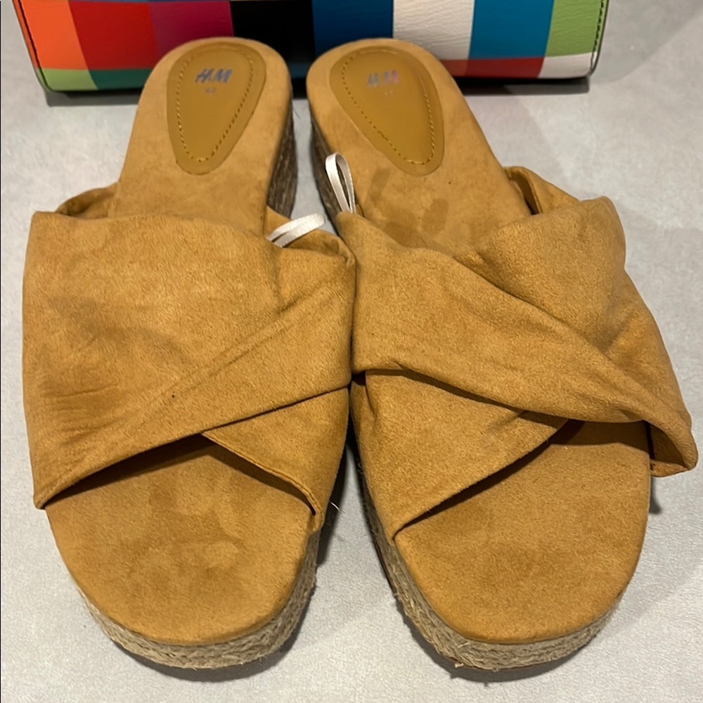 H&M Tan Mules with Knotted Suede Design